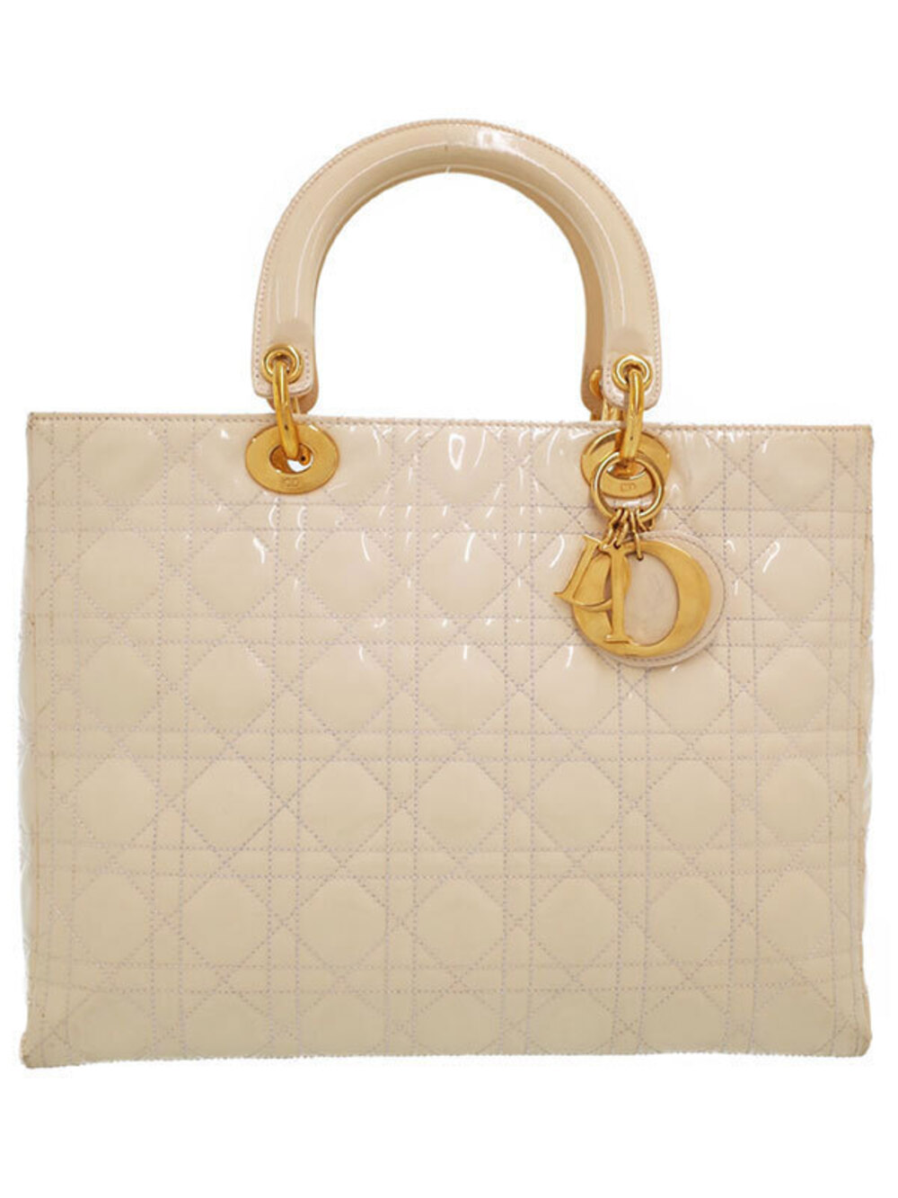 Christian Dior Lady Dior ivory cream leather cannage quilt pattern